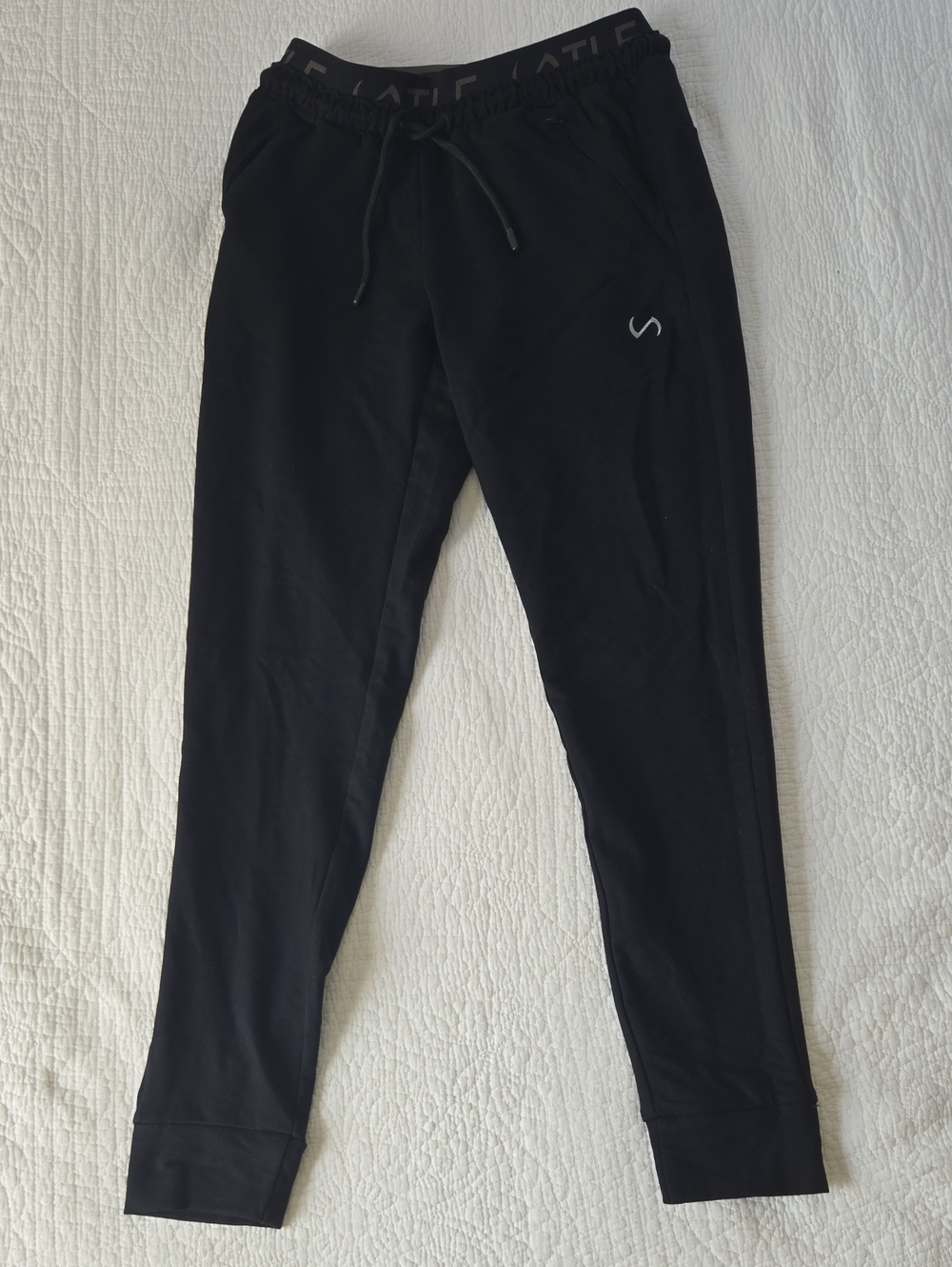 Women's Black Slim Track Joggers with Drawstring Waist